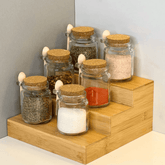 Kit 12 Potes de Vidro Tampa Rolha com Colher Bambu 240ml - Ela Decora